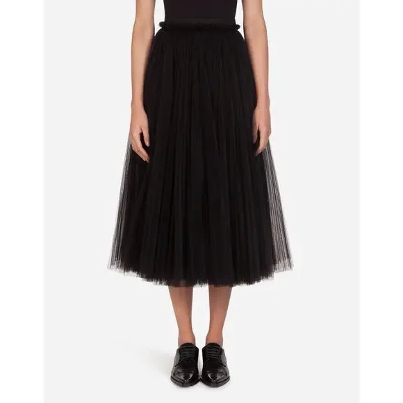 Dolce & Gabbana Black Tulle & Lace Skirt Sz.42 - Picture 6 of 9